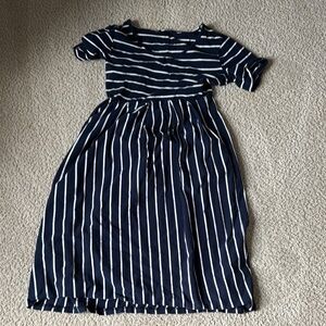 Navy and White Striped Dress